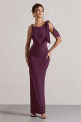 Kacey | Plum Twisted Knot Maxi Dress