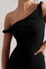 Lita | Black Twisted Asymmetric Maxi Dress