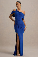 Nala | Blue Asymmetric Maxi Dress With Split