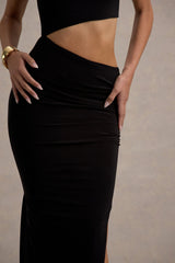 Milos | Black One-Shoulder Cut-Out Maxi Dress With Split