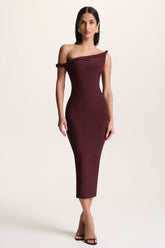 Salome | Chocolate Brown Twisted Asymmetric Midi Dress