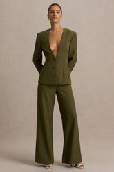 Silvia | Olive Straight-Leg Trousers
