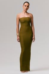 Angelie | Green Bandeau Bodycon Maxi Dress