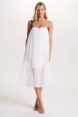 Dreamland | Ivory Sweetheart Corset Mini Dress With Tulle Overlay