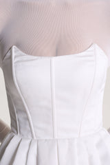 Tinkerbell | White Satin Long-Sleeve Puffball Mini Dress