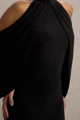 Teresa | Black High-Neck Cold-Shoulder Maxi Dress