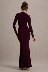 Reid | Plum Long-Sleeve Gathered Maxi Dress
