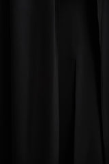 Wren | Black Satin Sweetheart-Neck Maxi Dress With Cape Sleeves