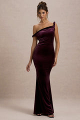 Neeka | Port Velvet Twisted Asymmetric Maxi Dress