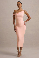 Salome | Pink Twisted Asymmetric Midi Dress