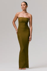 Angelie | Green Bandeau Bodycon Maxi Dress