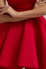 Waverly | Red Racer-Neck Sleeveless Skater Mini Dress