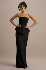 Ohio | Black Strapless Corset Maxi Dress