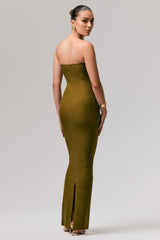 Angelie | Green Bandeau Bodycon Maxi Dress