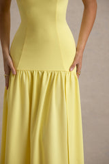 Penny | Lemon Bandeau Drop-Waist Maxi Dress