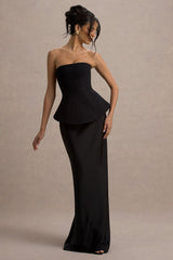 Ohio | Black Strapless Corset Maxi Dress