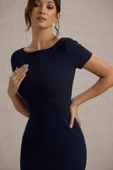 Rian | Navy Short-Sleeve Maxi Dress