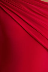 Zendaya | Red Asymmetric-Neck Fishtail Maxi Dress With Sash