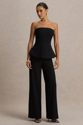 Silvia | Black Straight-Leg Trousers