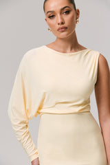 Delia | Pale Lemon One-Sleeve Mini Dress