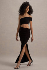 Milos | Black One-Shoulder Cut-Out Maxi Dress With Split