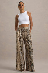 Shaniya | Snake Print Wide-Leg Trousers