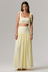 Reminiscent | Lemon Ruched Maxi Skirt