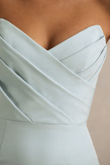 Fierce | Light Blue Asymmetric Ruched Maxi Dress