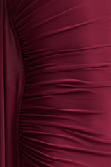 Adelina | Burgundy One-Shoulder Maxi Dress With Drape