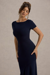Rian | Navy Short-Sleeve Maxi Dress