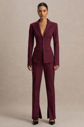 Wonder Woman | Burgundy High Waist Tailored Trousers With Hem Split