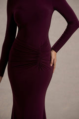 Reid | Plum Long-Sleeve Gathered Maxi Dress