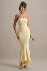 Capria | Pale Lemon Bandeau Wrap Maxi Dress