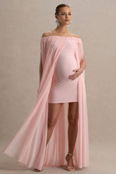 Atmosphere | Pink Bandeau Maternity Mini Dress With Mesh Overlay