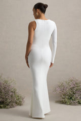 Oh Baby | White Maternity One Shoulder Bodycon Maxi Dress