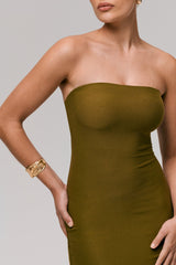 Angelie | Green Bandeau Bodycon Maxi Dress