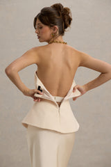 Ohio | Champagne Strapless Corset Maxi Dress