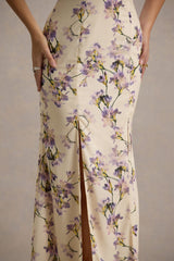 Stila | Lemon Floral Print Plunge-Neck Maxi Dress With High Front Split