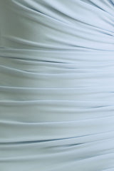 Daphne | Powder Blue Asymmetric-Neck Maxi Dress With Ruched Detailing