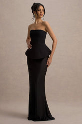 Ohio | Black Strapless Corset Maxi Dress