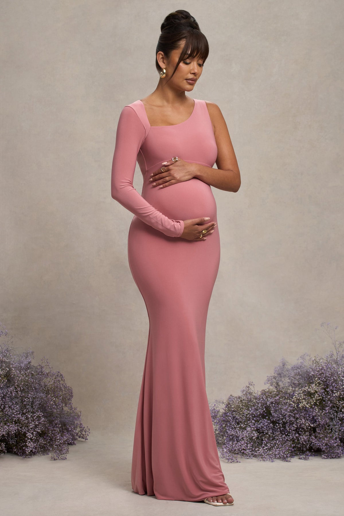 Oh Baby | Blush Maternity One Shoulder Bodycon Maxi Dress