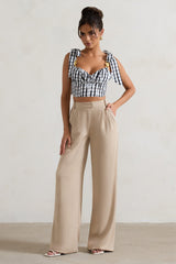 Hastings | Stone High-Waist Wide-Leg Trousers
