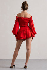 Rossana | Red Tiered Frilled Shorts