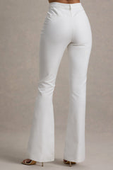 Carina | White Flared-Leg Tailored Trousers