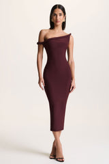 Salome | Chocolate Brown Twisted Asymmetric Midi Dress