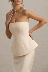 Ohio | Champagne Strapless Corset Maxi Dress