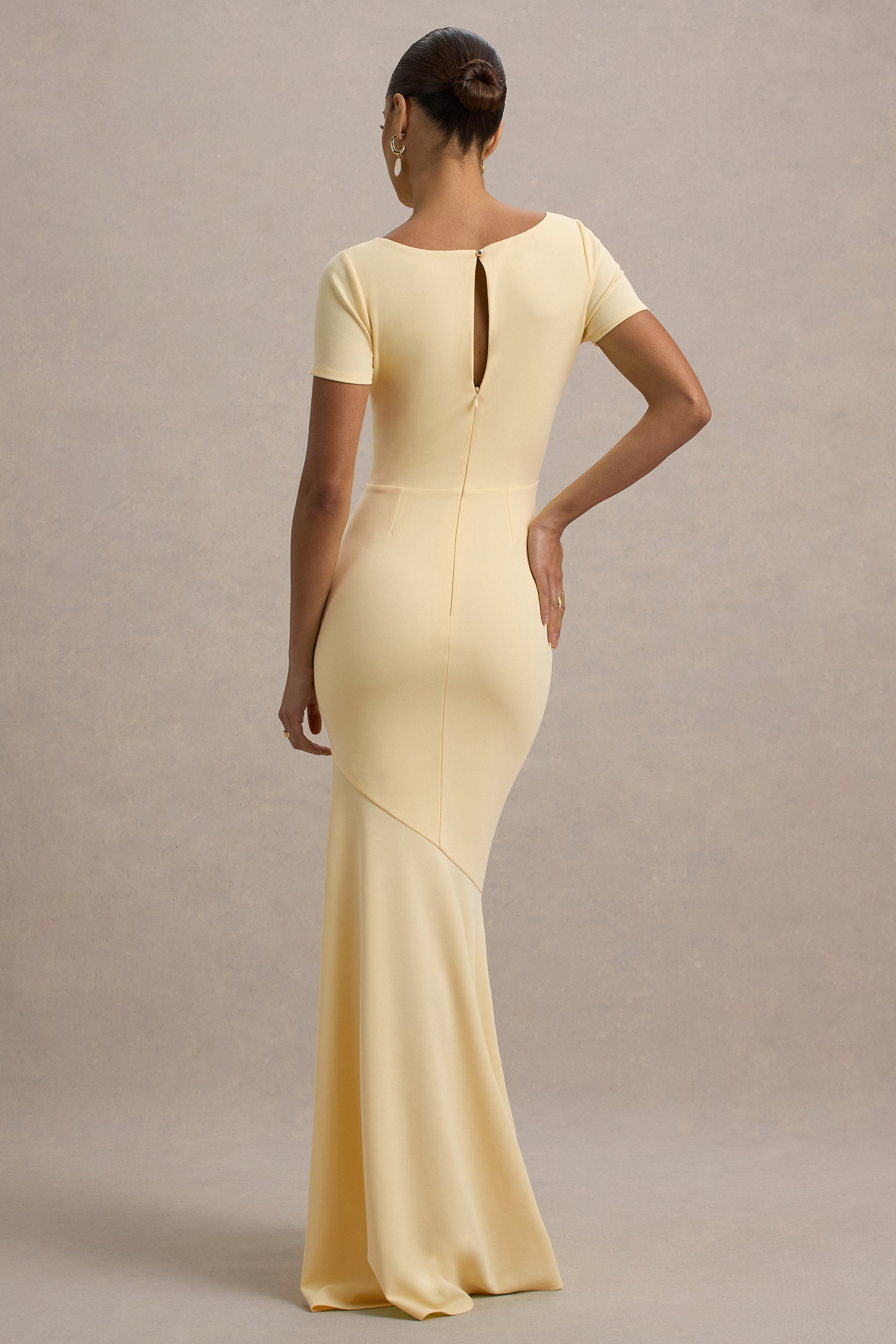 Rian | Pale Lemon Short-Sleeve Maxi Dress