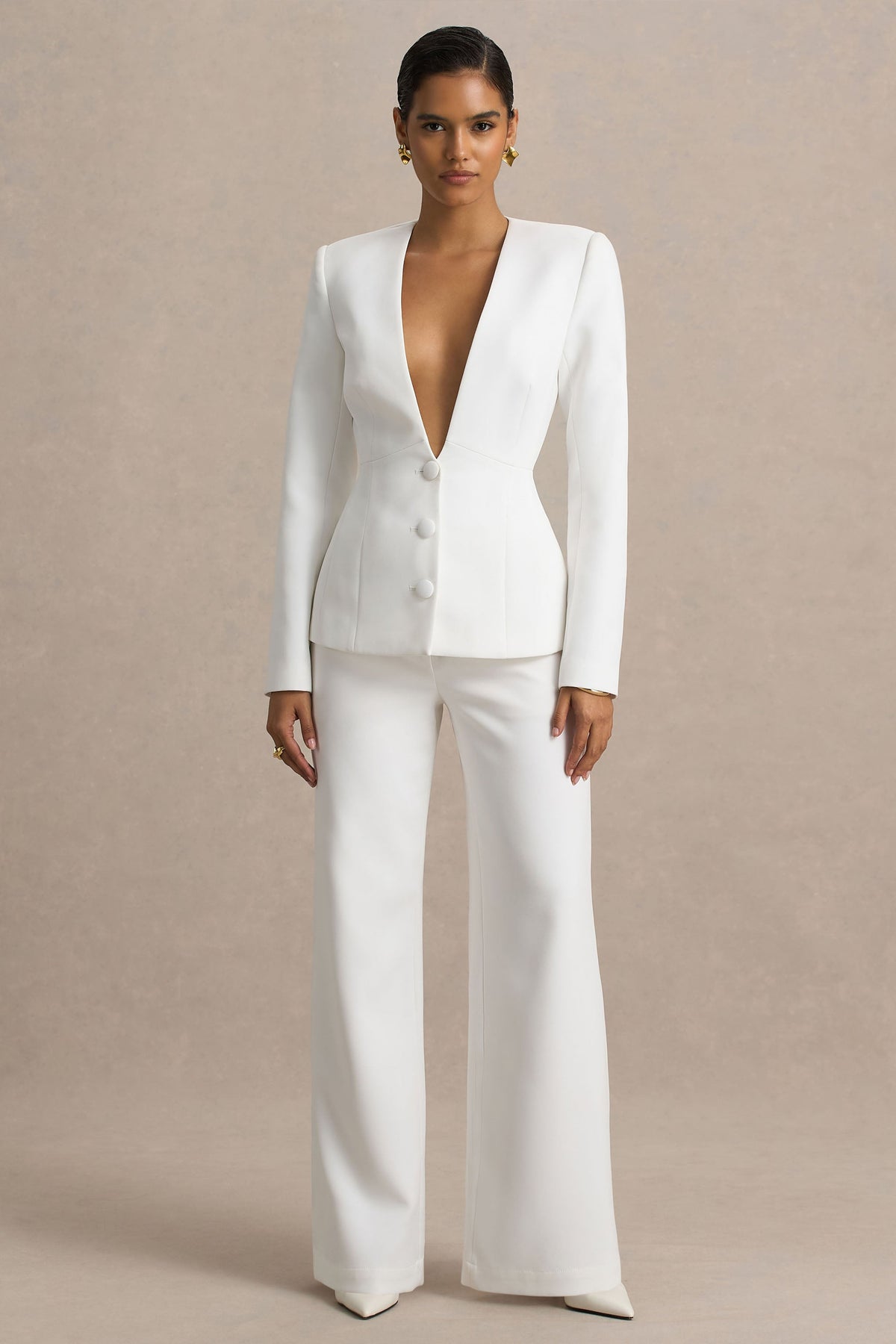 Silvia | White Straight-Leg Trousers