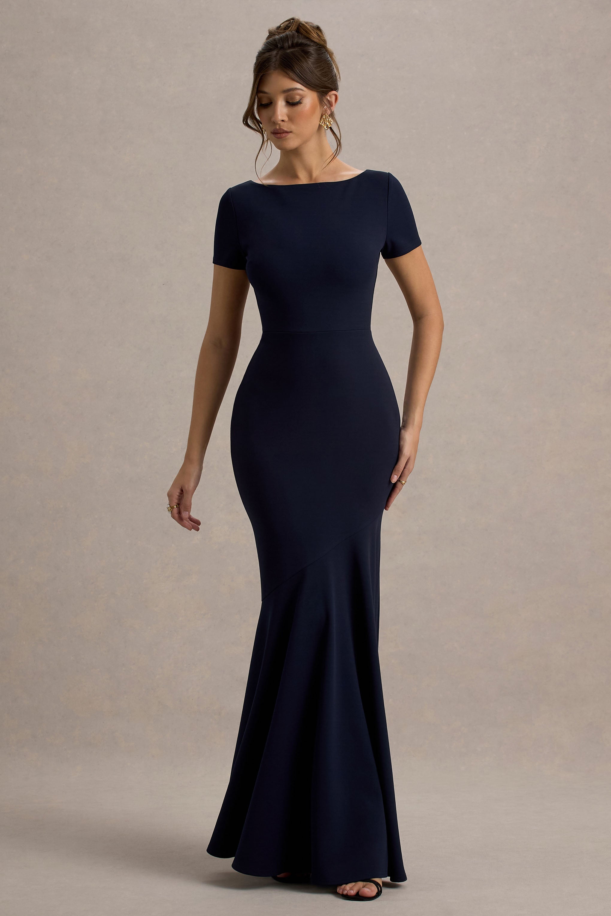 Rian | Navy Short-Sleeve Maxi Dress
