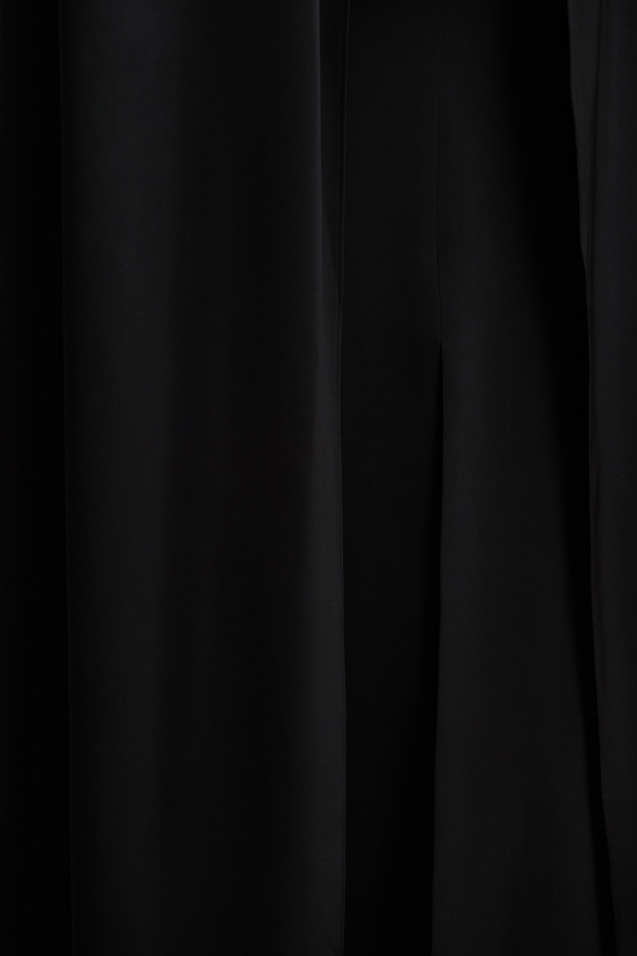 Wren | Black Satin Sweetheart-Neck Maxi Dress With Cape Sleeves